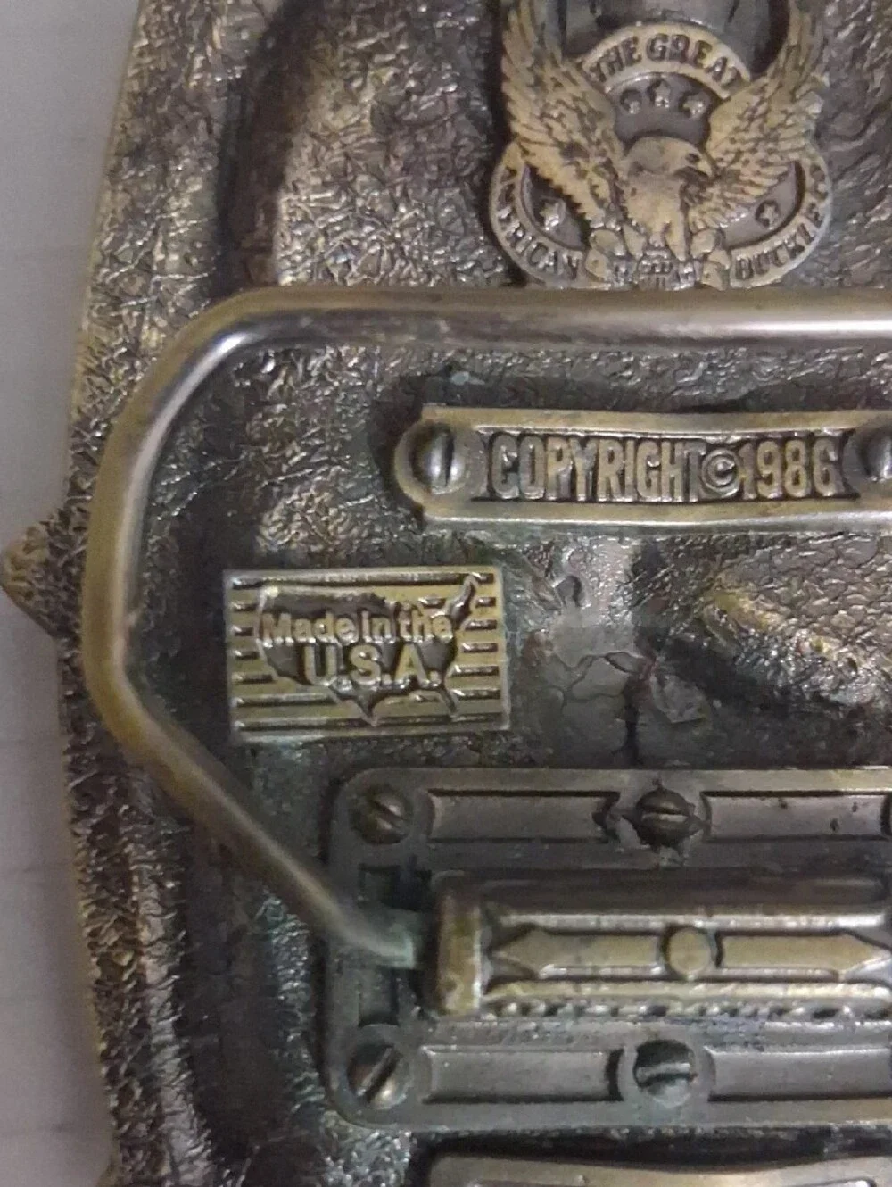 Vintage 1986 The Great American Buckle Co Ironworker Belt Buckle Made In USA